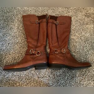 Naturalizer Juletta Banana Bread Leather Wide Calf Riding Boots Brown Size 8‎